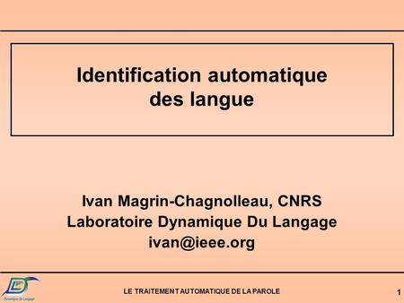 Identification automatique des langue