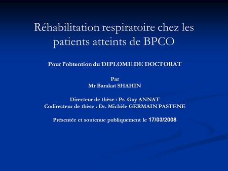 Réhabilitation respiratoire chez les patients atteints de BPCO