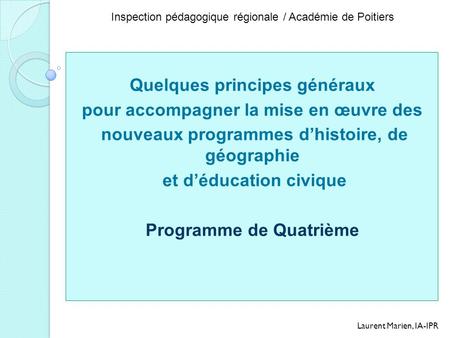 Inspection pédagogique régionale / Académie de Poitiers