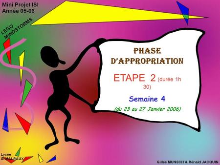 Phase dappropriation ETAPE 2 (durée 1h 30) Semaine 4 (du 23 au 27 Janvier 2006)