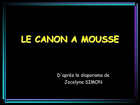 LE CANON A MOUSSE D'après le diaporama de Jocelyne SIMON.