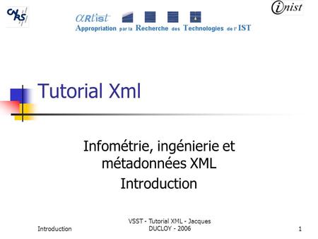 Infométrie, ingénierie et métadonnées XML Introduction