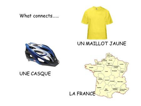 What connects…… UN MAILLOT JAUNE UNE CASQUE LA FRANCE.