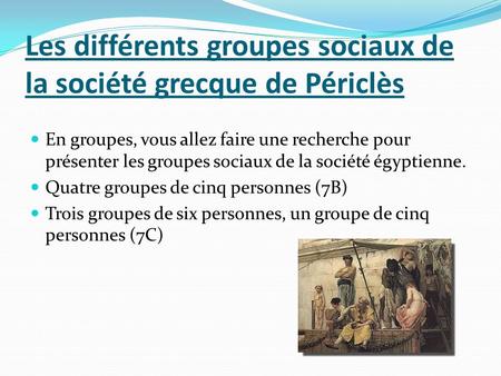 Les différents groupes sociaux de la société grecque de Périclès