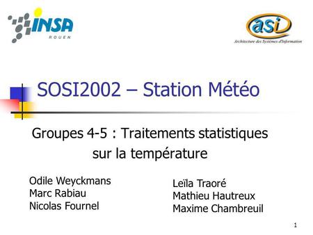 Groupes 4-5 : Traitements statistiques sur la température