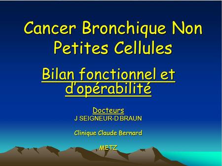 Cancer Bronchique Non Petites Cellules