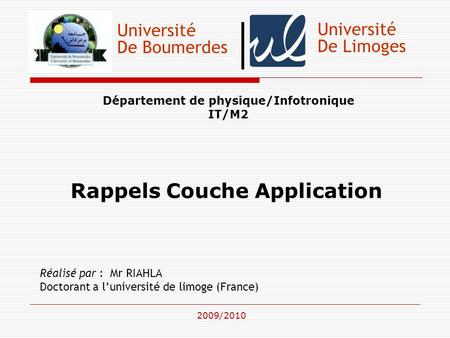 Rappels Couche Application
