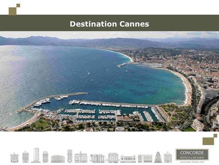 Destination Cannes Toujours conserver un espace minimum à gauche (limite des carrés en haut à gauche) pour une éventuelle reliure. Le titre est Verdana.