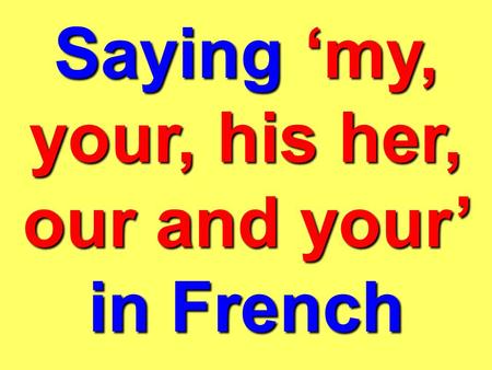 Saying ‘my, your, his her, our and your’ in French