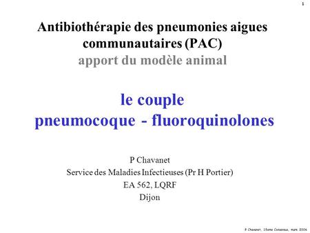 Service des Maladies Infectieuses (Pr H Portier)