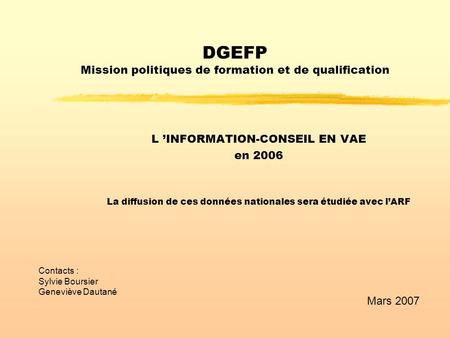 DGEFP Mission politiques de formation et de qualification
