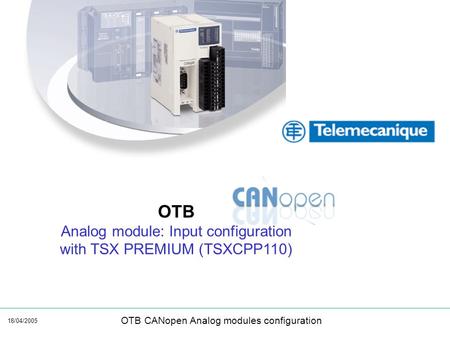 OTB Analog module: Input configuration with TSX PREMIUM (TSXCPP110)