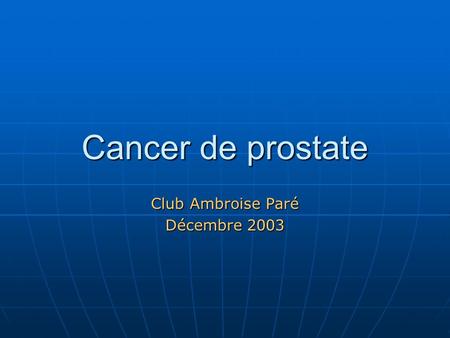 Club Ambroise Paré Décembre 2003