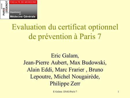 Evaluation du certificat optionnel de prévention à Paris 7