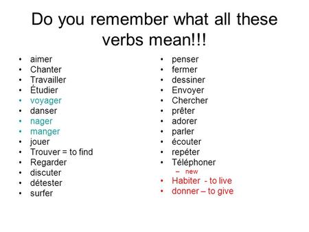 Do you remember what all these verbs mean!!!