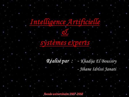 Intelligence Artificielle & systèmes experts