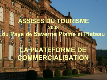 ASSISES DU TOURISME 2008 du Pays de Saverne Plaine et Plateau LA PLATEFORME DE COMMERCIALISATION.