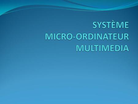SYSTÈME MICRO-ORDINATEUR MULTIMEDIA