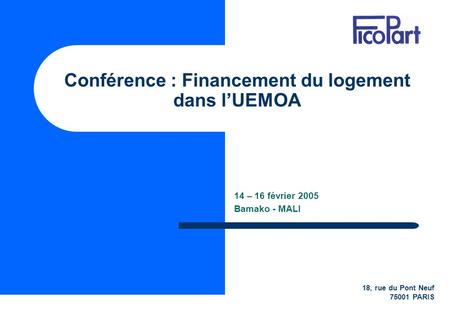 Conférence : Financement du logement dans l’UEMOA