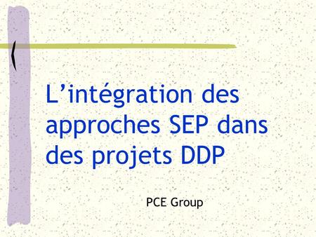 Lintégration des approches SEP dans des projets DDP PCE Group.