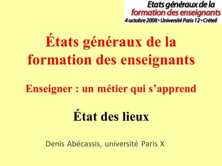 Denis Abécassis, université Paris X