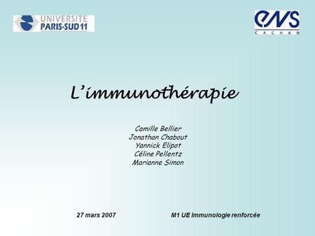 27 mars 2007 M1 UE Immunologie renforcée