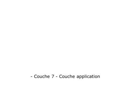 - Couche 7 - Couche application. Sommaire 1)Introduction 1)DNS 1)FTP et TFTP 1)HTTP 1)SNMP 1)SMTP 1)Telnet.