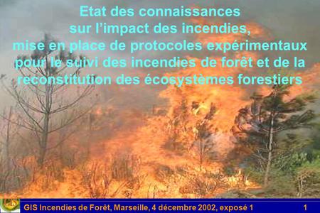 GIS Incendies de Forêt, Marseille, 4 décembre 2002, exposé 1
