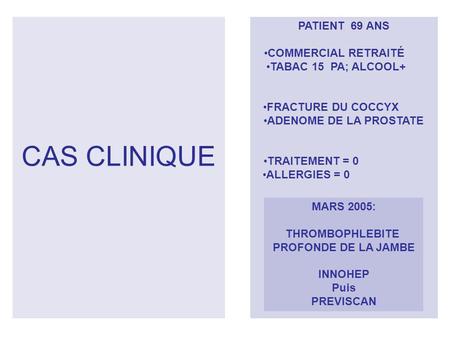 CAS CLINIQUE PATIENT 69 ANS COMMERCIAL RETRAITÉ TABAC 15 PA; ALCOOL+