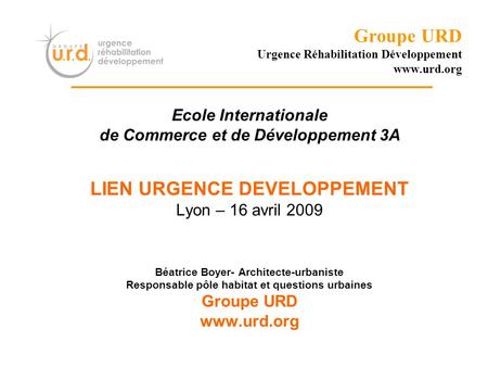 Groupe URD Urgence Réhabilitation Développement