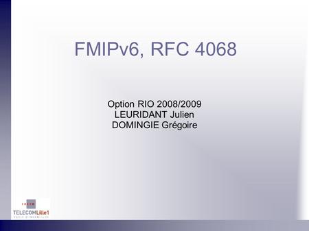 FMIPv6, RFC 4068 Option RIO 2008/2009 LEURIDANT Julien
