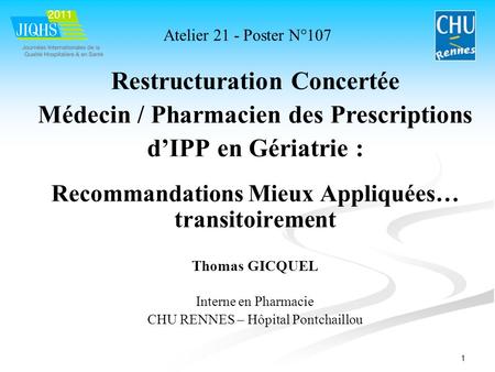 Restructuration Concertée Médecin / Pharmacien des Prescriptions