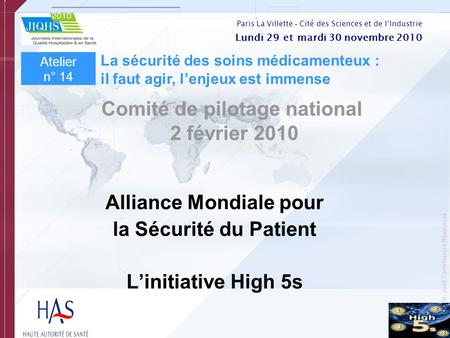 Comité de pilotage national Alliance Mondiale pour