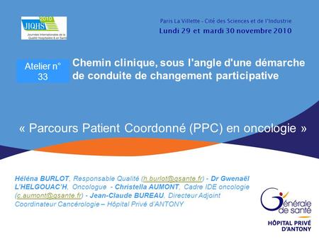 « Parcours Patient Coordonné (PPC) en oncologie »