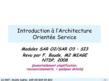 Introduction à l’Architecture Orientée Service