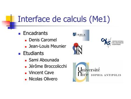 Interface de calculs (Me1)