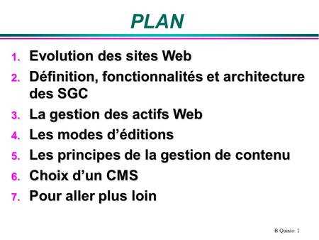 PLAN Evolution des sites Web