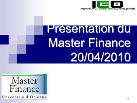 Présentation du Master Finance 20/04/2010