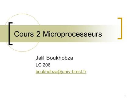 Cours 2 Microprocesseurs