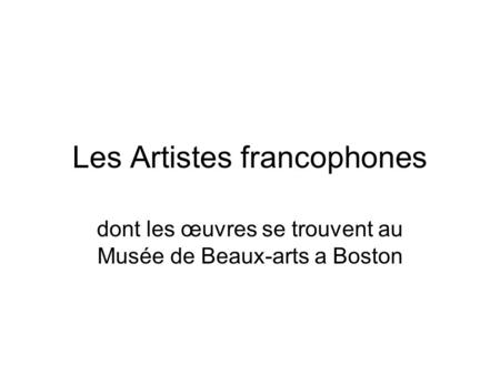 Les Artistes francophones