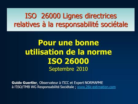 ISO Lignes directrices relatives à la responsabilité sociétale