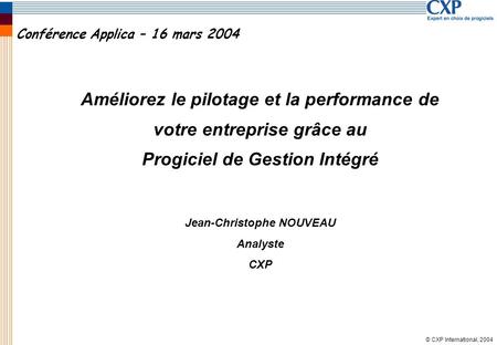 Conférence Applica – 16 mars 2004