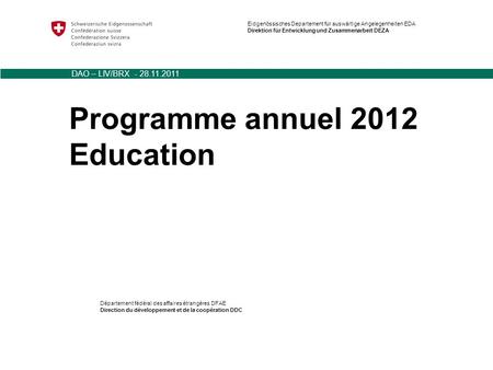 Programme annuel 2012 Education