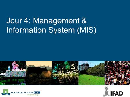 Jour 4: Management & Information System (MIS). Objectives de la session Introduire le thème MIS: définition, les différents éléments, construire le système.