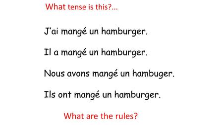 What tense is this?... What are the rules? J’ai mangé un hamburger.