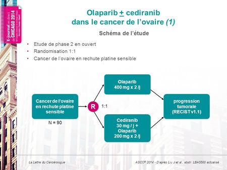 Olaparib + cediranib dans le cancer de l’ovaire (1)