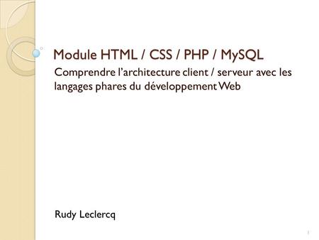 Module HTML / CSS / PHP / MySQL