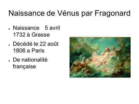 Naissance de Vénus par Fragonard