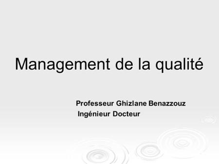 Management de la qualité