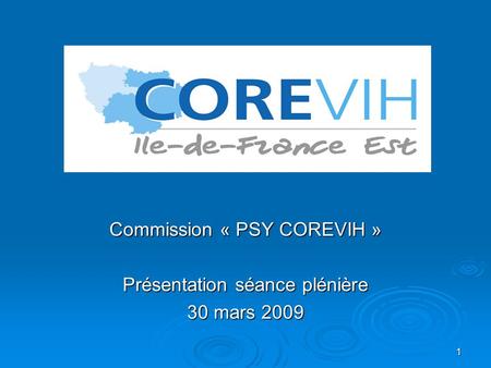 1 Commission « PSY COREVIH » Présentation séance plénière 30 mars 2009.